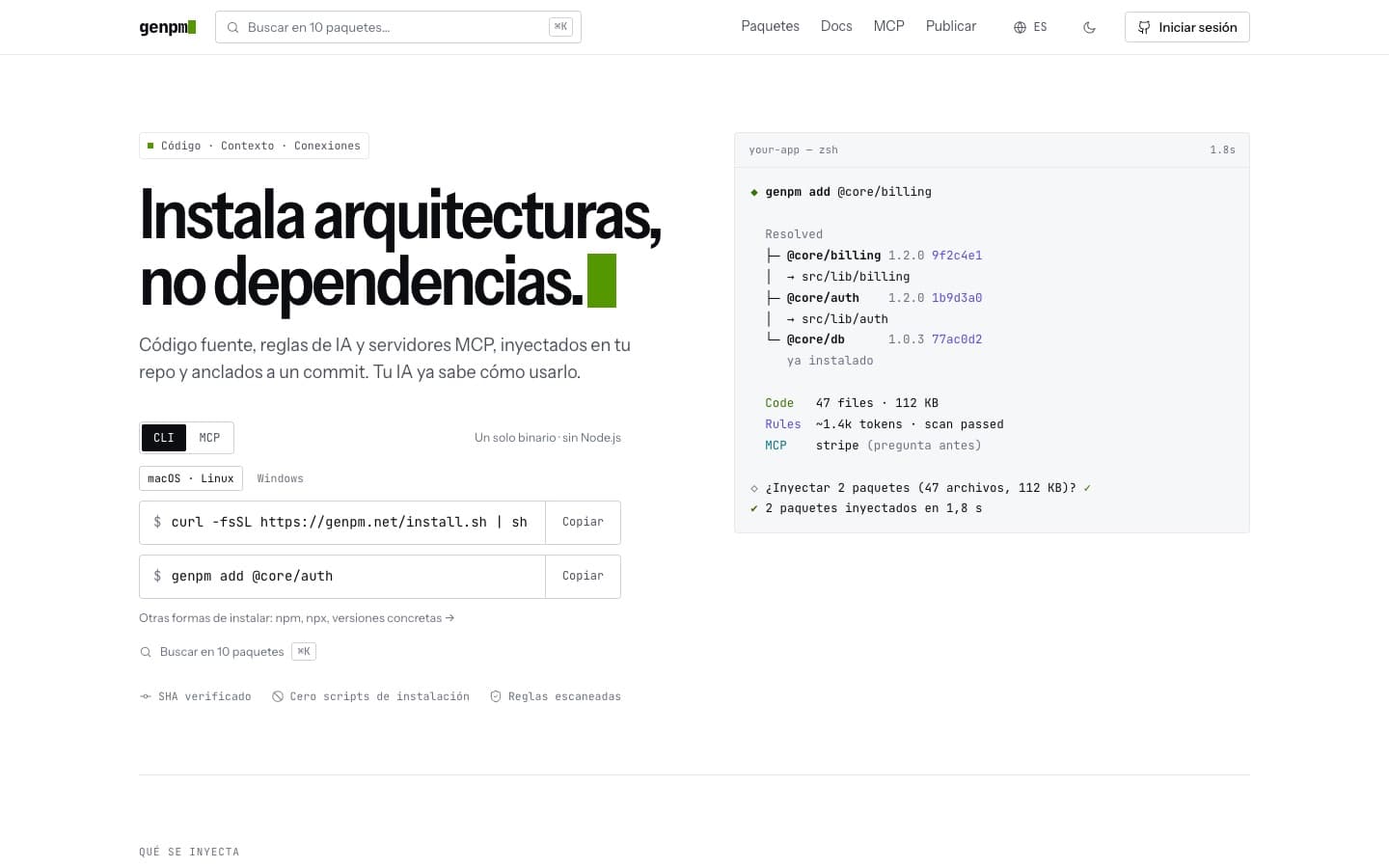 GenPM: Instala arquitecturas, no dependencias.